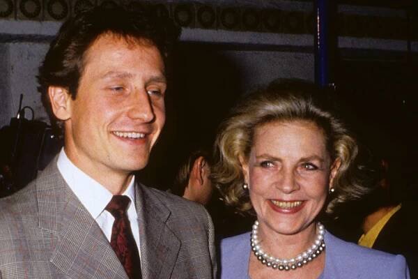 Lauren Bacall and Sam Robards during a visit to Stockholm, Sweden, in 1993.