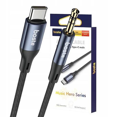 BOSTE KABEL ADAPTÉR AUDIO USB-C NA MINI JACK 3.5 MM AUX 1 M