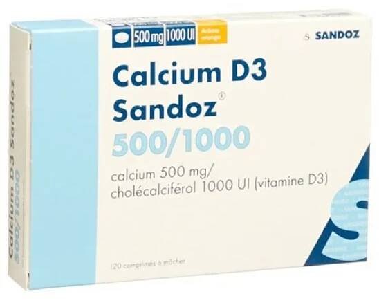 Calcium Sandoz D3 chewable tablets 500/1000 120 ks