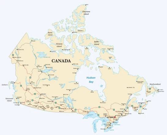 kanada cestovní vektorová mapa - winnipeg stock ilustrace