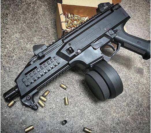 50 ROUND 9MM DRUM MAGAZINE FOR CZ SCORPION – ARMOR BLACK