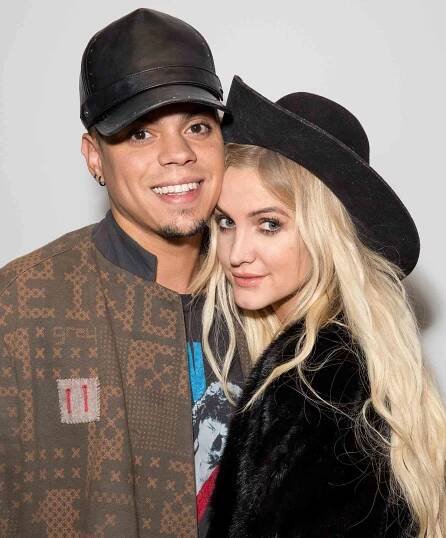 Evan Ross (L) and Ashlee Simpson attend the Anine Bing flagship store opening at Anine Bing Boutique on October 15, 2014 in Los Angeles, California