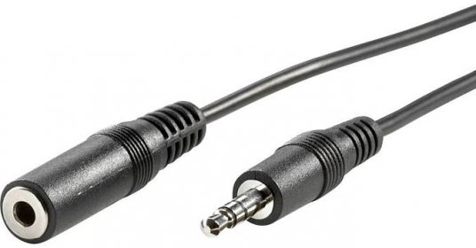 Value 11.99.4352 jack audio kabel [1x jack zástrčka 3,5 mm - 1x jack zásuvka 3,5 mm] 2.00 m černá stíněný