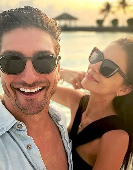 Nadia Lissing with husband Daniel in the Maldives.