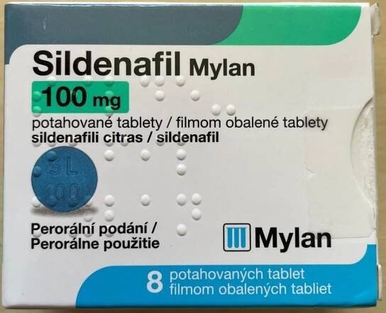 Sildenafil Mylan 100 mg, 8 tablet (= 1 krabička)