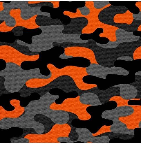 Látka s potiskem impregnované - Oranžová kamufláž