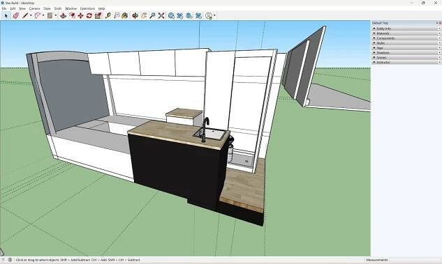 Screenshot of a campervan build designed in SketchUp