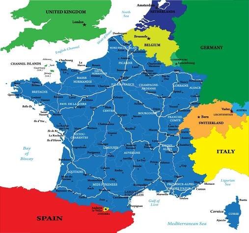Jednoduchá mapa Francie