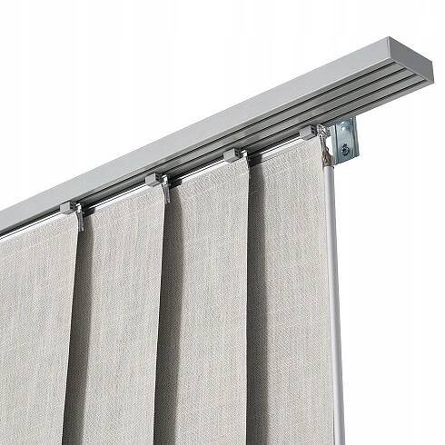 Panelové závěsy 4 panely s panelovými lištami Tichý provoz Světle šedá Výška výrobku 250 cm