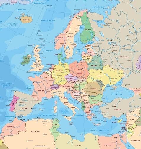 Europe Political Map Countries