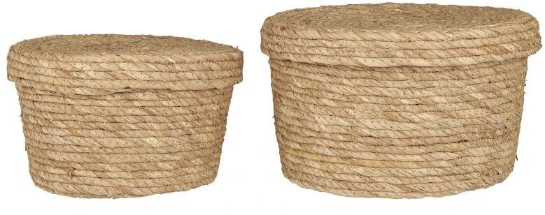 Úložný koš s víkem Natural Seagrass – set 2 ks