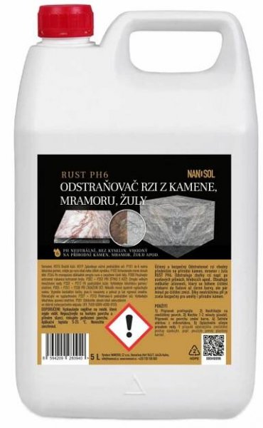 Odstraňovač rzi na kámen, mramor, žulu RUST PH6 5 L NANOSOL