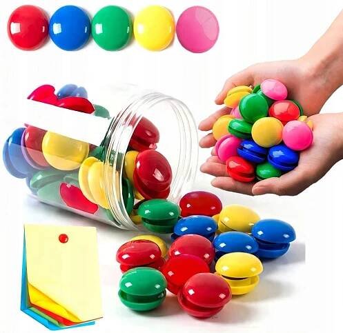 MAGNETY BAREVNÉ NA LEDNIČKU TABULE SADA MAGNETŮ 50 ks