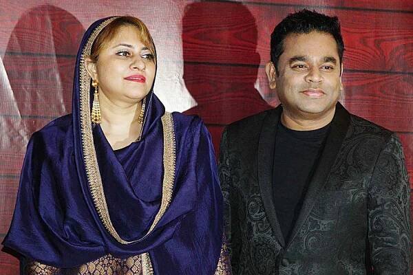 A. R. Rahman and his wife Saira Banu attend the Javed Akhtar's 75th birthday celebration on January 17, 2020 in Mumbai,India 