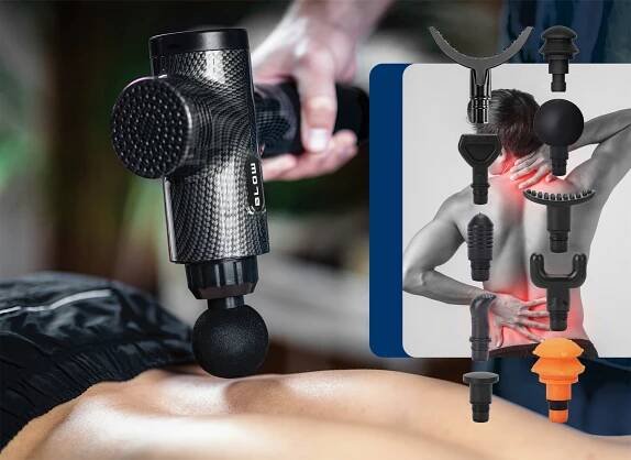 PISTOLE NA MASÁŽ ZAD TĚLA NOHOU MASÁŽNÍ PŘÍSTROJ MASSAGE GUN PRO 10 NÁSTAVCŮ Druh na celé tělo