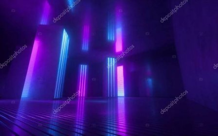 Scarica - Rendering 3d, blu rosa viola neon sfondo astratto, luce ultravioletta, night club interno stanza vuota, tunnel o corridoio, pannelli luminosi, podio di moda, decorazioni palco prestazioni , — Immagini Stock