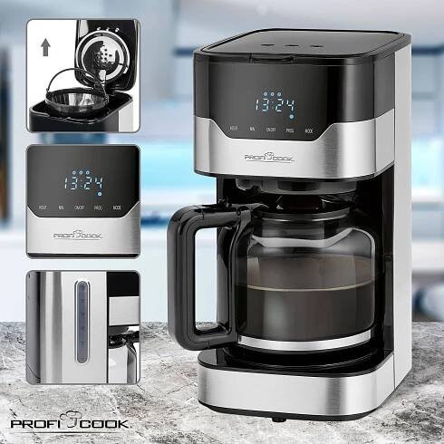 Profi Cook PC-KA 1169 kávovar nerezová ocel, černá připraví šálků najednou=14 skleněná konvice : Půhy.cz