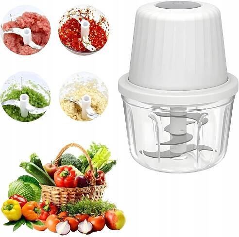 Elektrický kráječ na cibuli, 400 ml, Sekáček Potravin na Zeleniny, 6 čepelí, USB Výkon 0 W