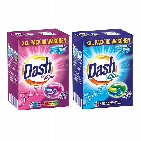 Levně Kapsle na praní Dash bílé barvy 3in1 2x 60 ks
