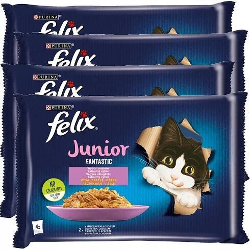 FELIX JUNIOR FANTASTIC KUŘECÍ LOSOS KRMIVO 16x85 g