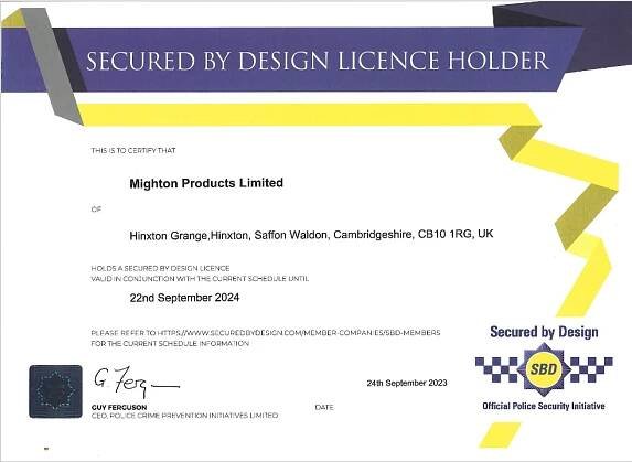 Mighton Products SBD Certificate