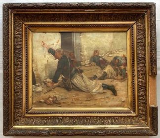Neznámý mistr - Raněný voják píše vzkaz - Olej/Plátno - 19. století - Umění