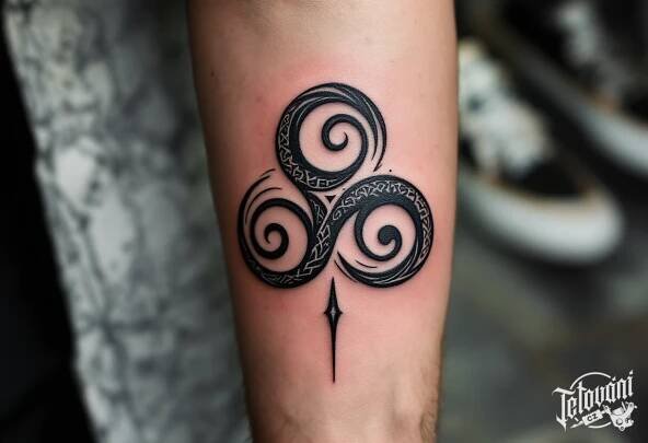 Tetování triskelion na předloktí