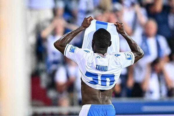 FC Baník Ostrava - FC Kodaň, odvetné utkání 3. předkola fotbalové Konferenční ligy, 15. srpna 2024, Ostrava. Abdullahi Tanko z Ostravy.