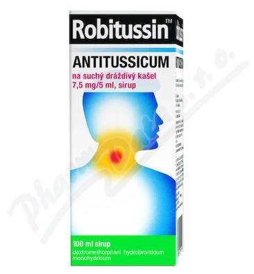 Robitussin Antitussicum na suchý dráždivý kašel—7,5mg/5ml, sirup 100 ml