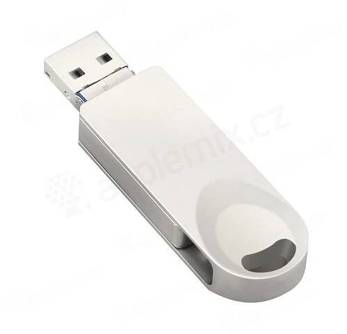 Flash disk 64 GB - 3v1 pro Apple iPhone / iPad / MacBook - Lightning / Micro USB / USB-A - kovový - stříbrný (2)