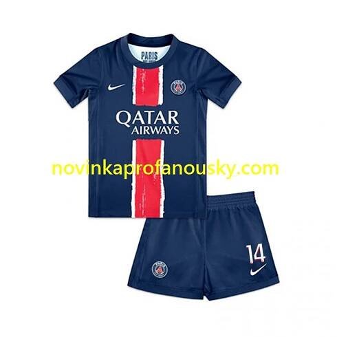 Paris Saint-Germain Dres Bradley Barcola 29 Domácí Fotbalové Dresy pro Děti 2024-2025 Krátký rukáv