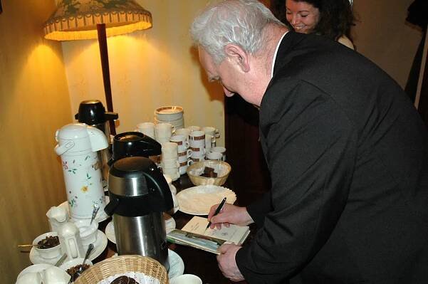 Patrick Flanagan signing another book