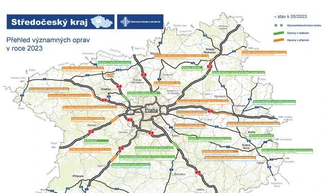 Mapa oprav Středočeský kraj