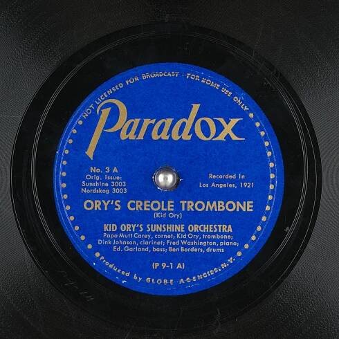 ORY'S CREOLE TROMBONE : KID ORY'S SUNSHINE ORCHESTRA : Free Download, Borrow, and Streaming : Internet Archive
