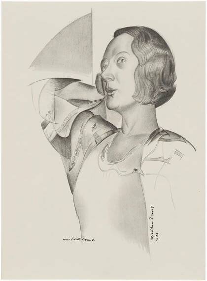     Dame Edith Evans (Dame Edith Mary Booth),    after Wyndham Lewis,    1932,    NPG D32941,    © Wyndham Lewis and the estate of the late Mrs G A Wyndham Lewis by kind permission of the Wyndham Lewis Memorial Trust (a registered charity)