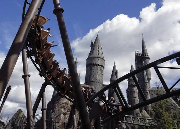 Flight of the Hippogriff roller coaster at Universal Studios Hollywood's Wizarding World of Harry Potter.