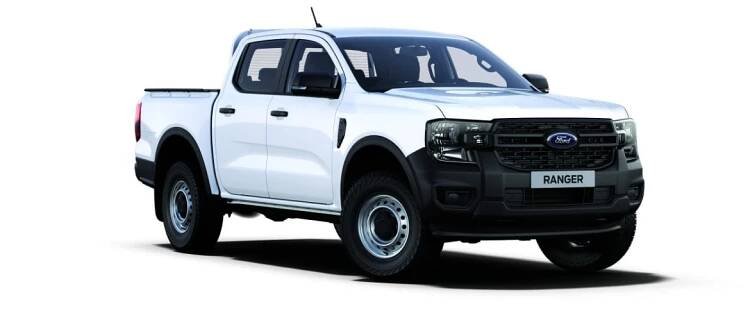 3/4 přední pohled na Ford Ranger XL v barvě bílá Frozen