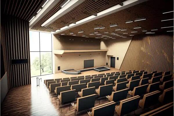 large conference room managed using Timely software for training companies