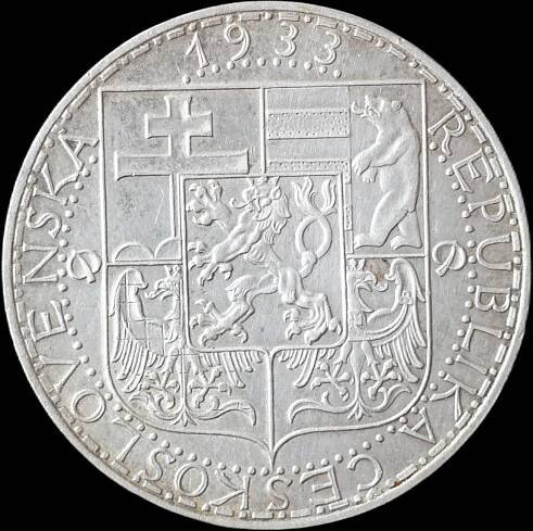 Československo - 20 Koruna 1933 - stříbrná mince