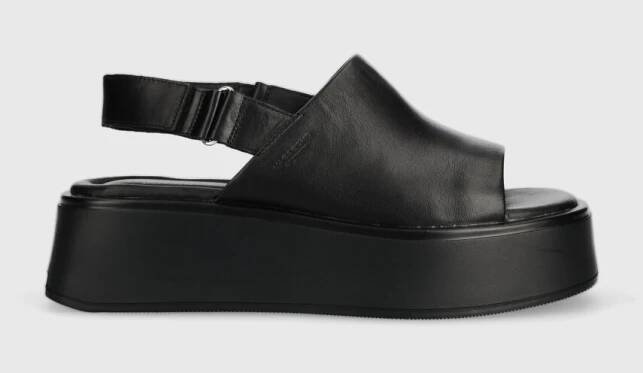 Kožené sandály Vagabond Shoemakers COURTNEY dámské, černá barva, na platformě, 5534-001-92