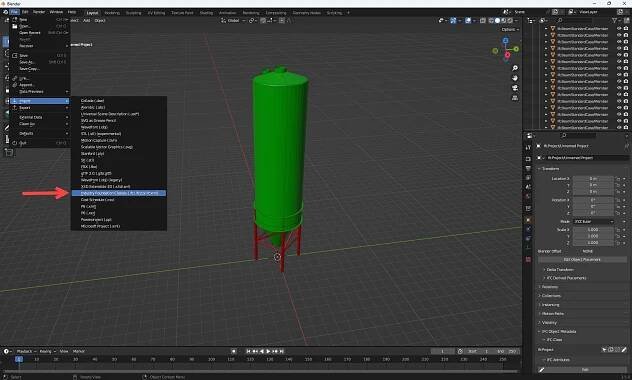 Importování formátu .IFC do programu Blender