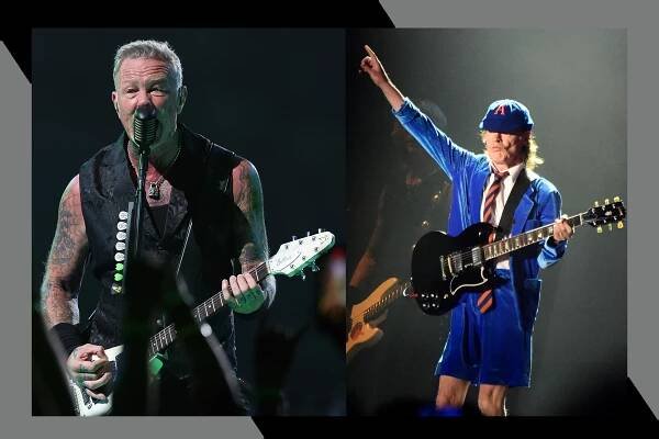 Metallica frontman James Hetfield (L) and AC/DC star Angus Young are headlining at the 2023 Power Trip Festival.