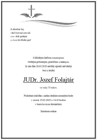 Jozef Folajtár | Spomínam