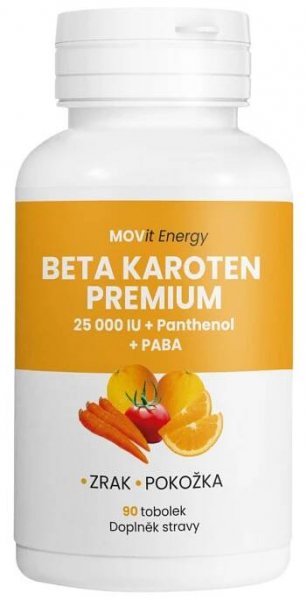 Movit Energy Beta Karoten Premium 25 000 IU+Panthenol+PABA tobolky zrak a pokožka