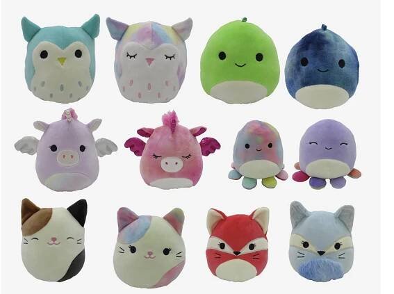 An array of mini Squishmallows