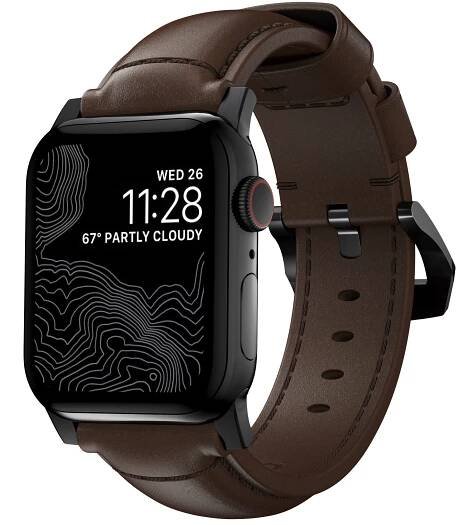 Kožený pásek / řemínek pro Apple Watch 44mm / 45mm / 46mm / 49mm - Nomad, Traditional Band Black/Brown - iPouzdro.cz