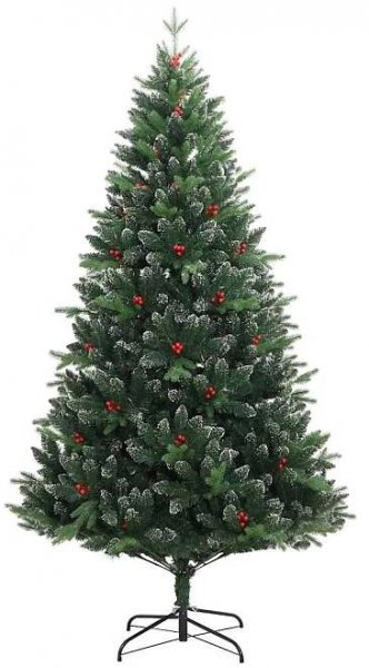 vidaXL Umělý závěsný vánoční stromek s červenými bobulemi, 150 cm