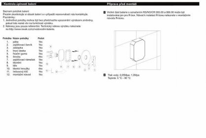 Kontrola úplnosti balení Příprava před montáží - [PDF Document]