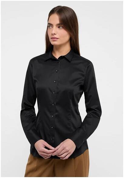 Dámská košile Eterna Slim Fit Twill neprůhledná černá
