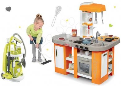 Set dětská kuchyňka a úklidový vozík s vysavačem Smoby